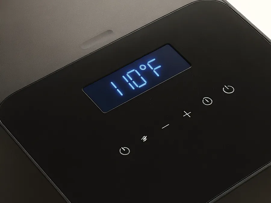 Good Sleep hub touch panel showing 110°F heating setting